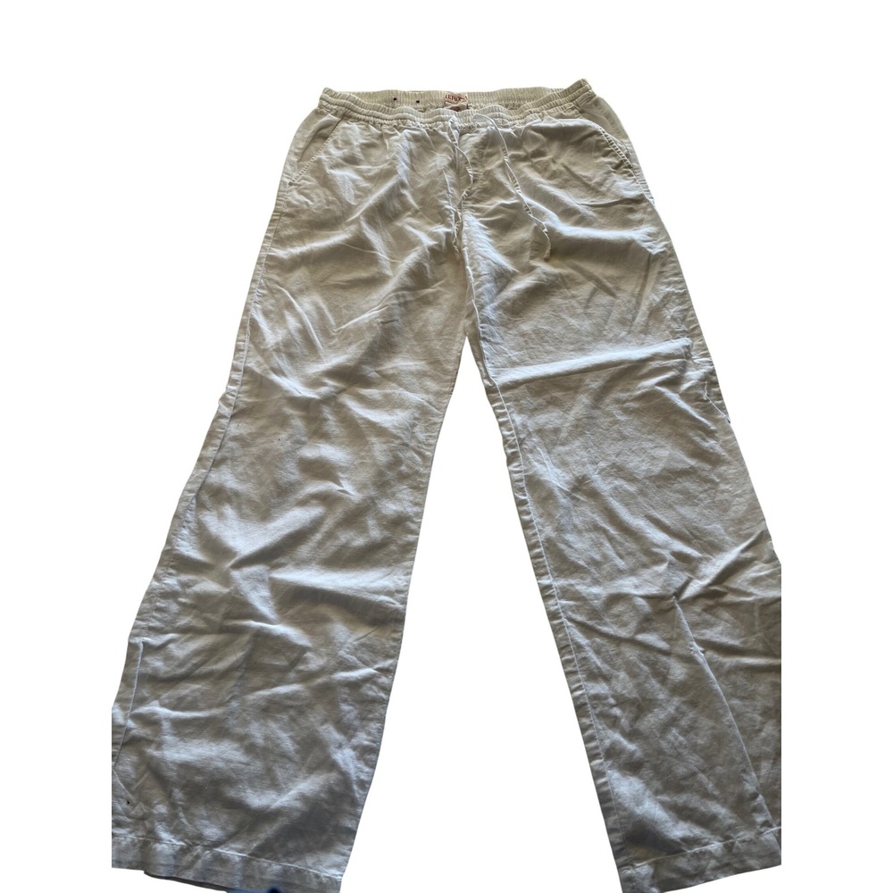 Merona Womens White Linen Blend Wide Leg Drawstring Pants Size Large